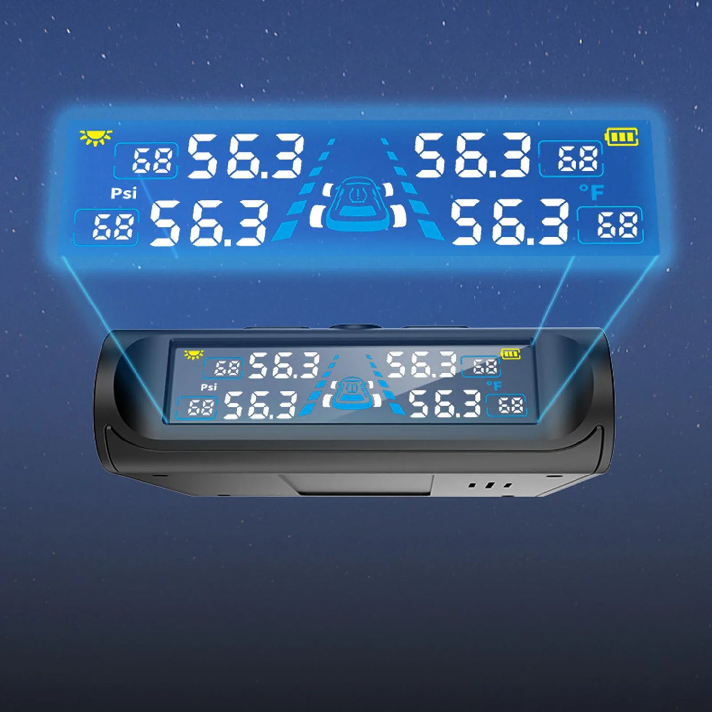 Tire Pressures Monitoring System with 4 Sensors Wireless TPMS with Solar Charge and USB for Cars SUVs Trailer & Light Trucks Peaceful Pleasures Health and Wellness
