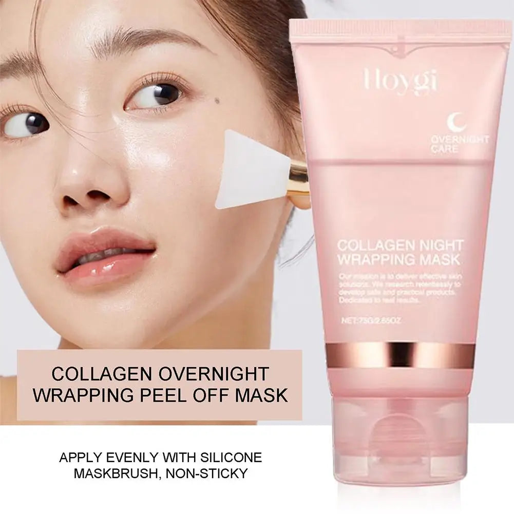 Collagen Overnight Wrapping Peel Off Facial Mask, Korean Collagen Night Wrapping Mask Deeply Hydrates Night Care Mask Cream 75ml Peaceful Pleasures Health and Wellness