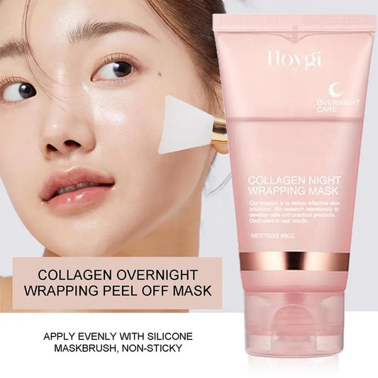 Collagen Overnight Wrapping Peel Off Facial Mask, Korean Collagen Night Wrapping Mask Deeply Hydrates Night Care Mask Cream 75ml Peaceful Pleasures Health and Wellness