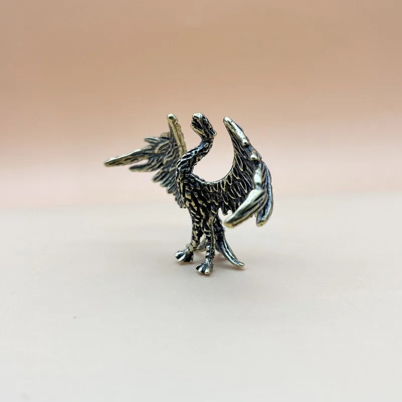 Retro Solid Brass Creative Crafts Soaring Phoenix Figurines Miniature Funny Decor Craft Collection Desktop Ornaments Home Decor Peaceful Pleasures Health and Wellness