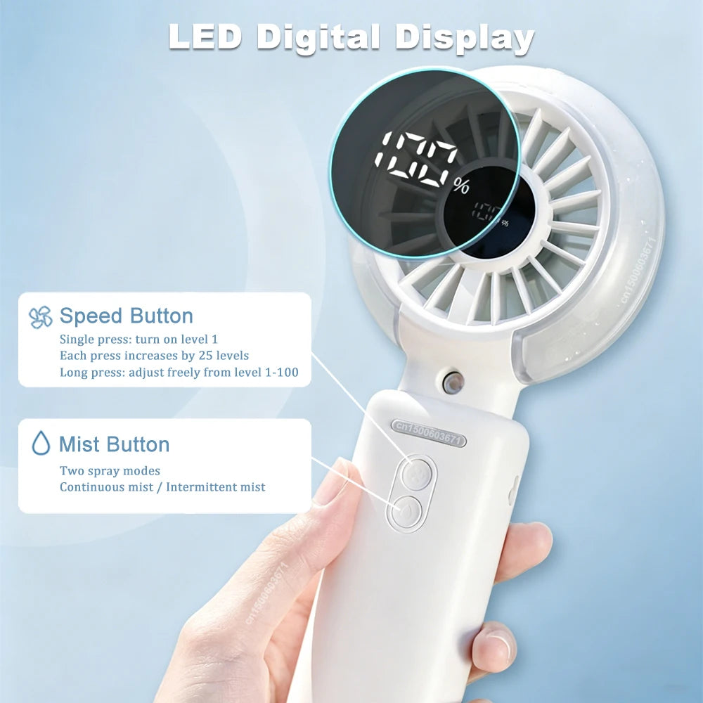Water Mist Fan Portable Foldable Desktop Fan Rechargeable Handheld Humidifier Fan Air Circulation Fan Outdoor Water Spray Fan Peaceful Pleasures Health and Wellness