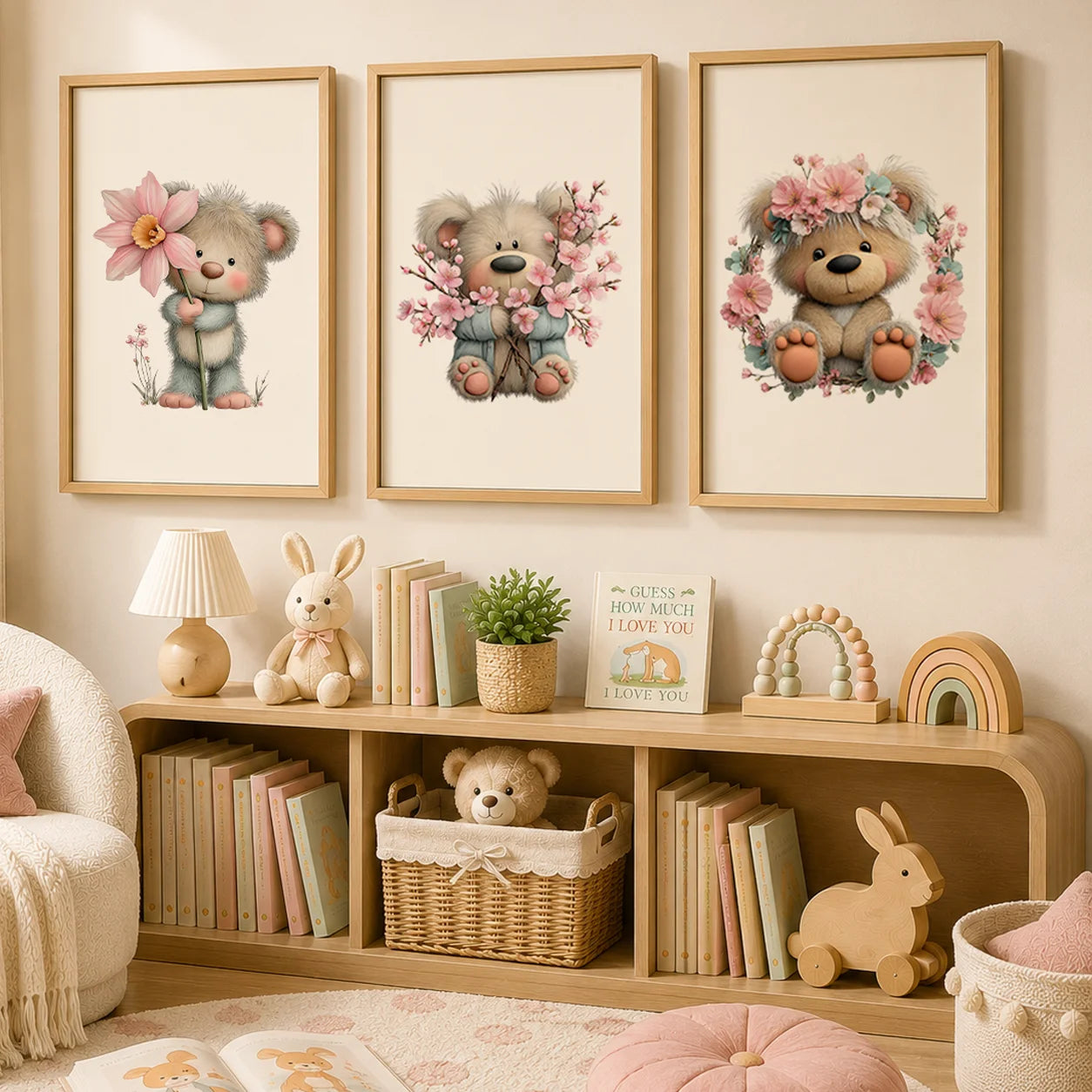 Teddy Bear Nursery Canvas Wall Art | Kids Bedroom Poster Kids Canvas Wall Art Peaceful Pleasures Health and Wellness