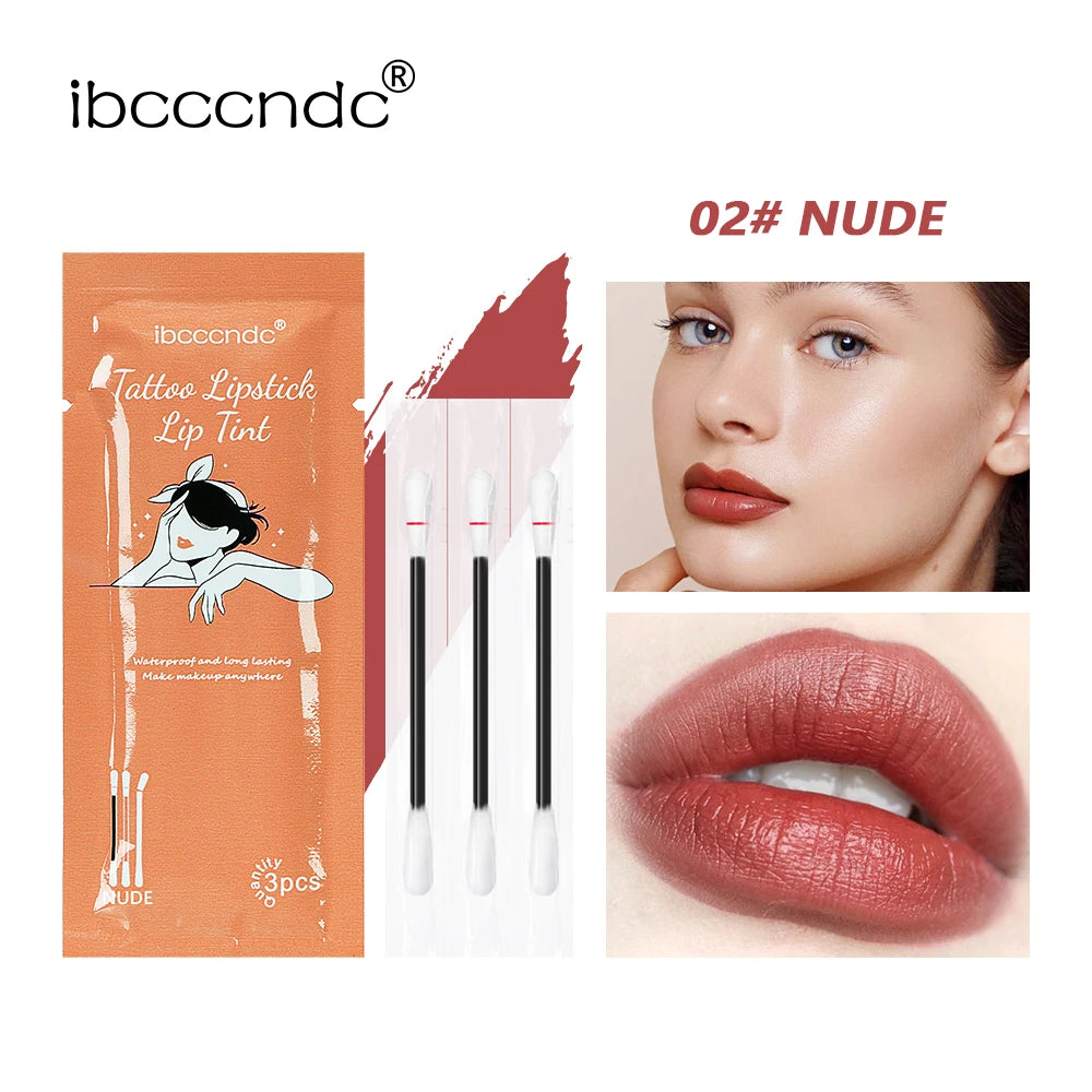 New Cotton Swab Lip Gloss Tattoo Lipstick Velvety Waterproof Matte Lip Gloss Portable Lip gloss Women Use Of Vacation Tourism Peaceful Pleasures Health and Wellness 02 nude