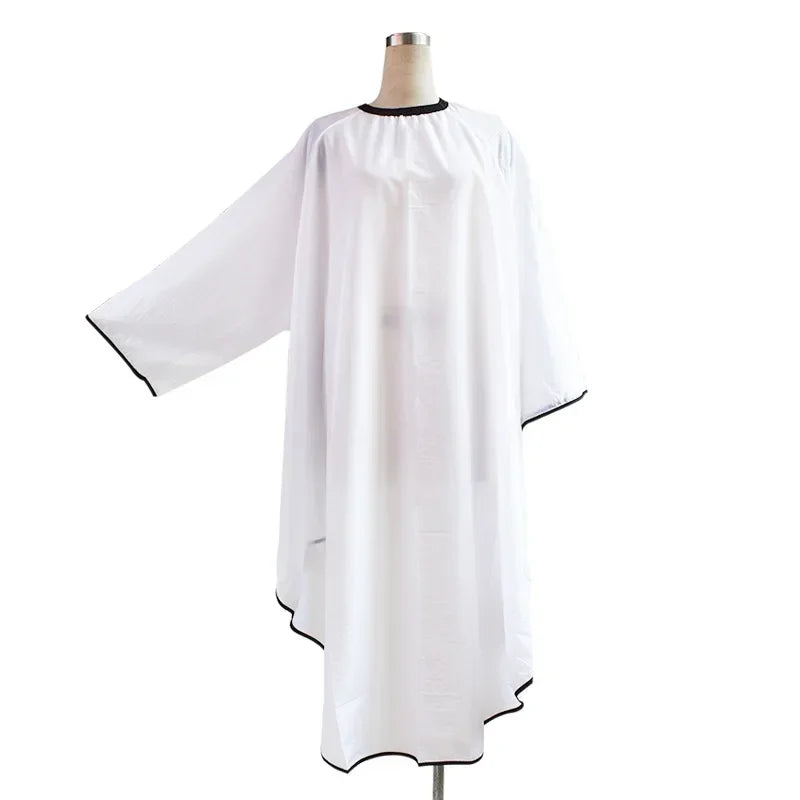 Barbershop Sleeved Apron Barber Haircut Cloth Hair Cut Cape Hairdress Gown Hairdressing Coat Barbershop Salon Accessory Peaceful Pleasures Health and Wellness White