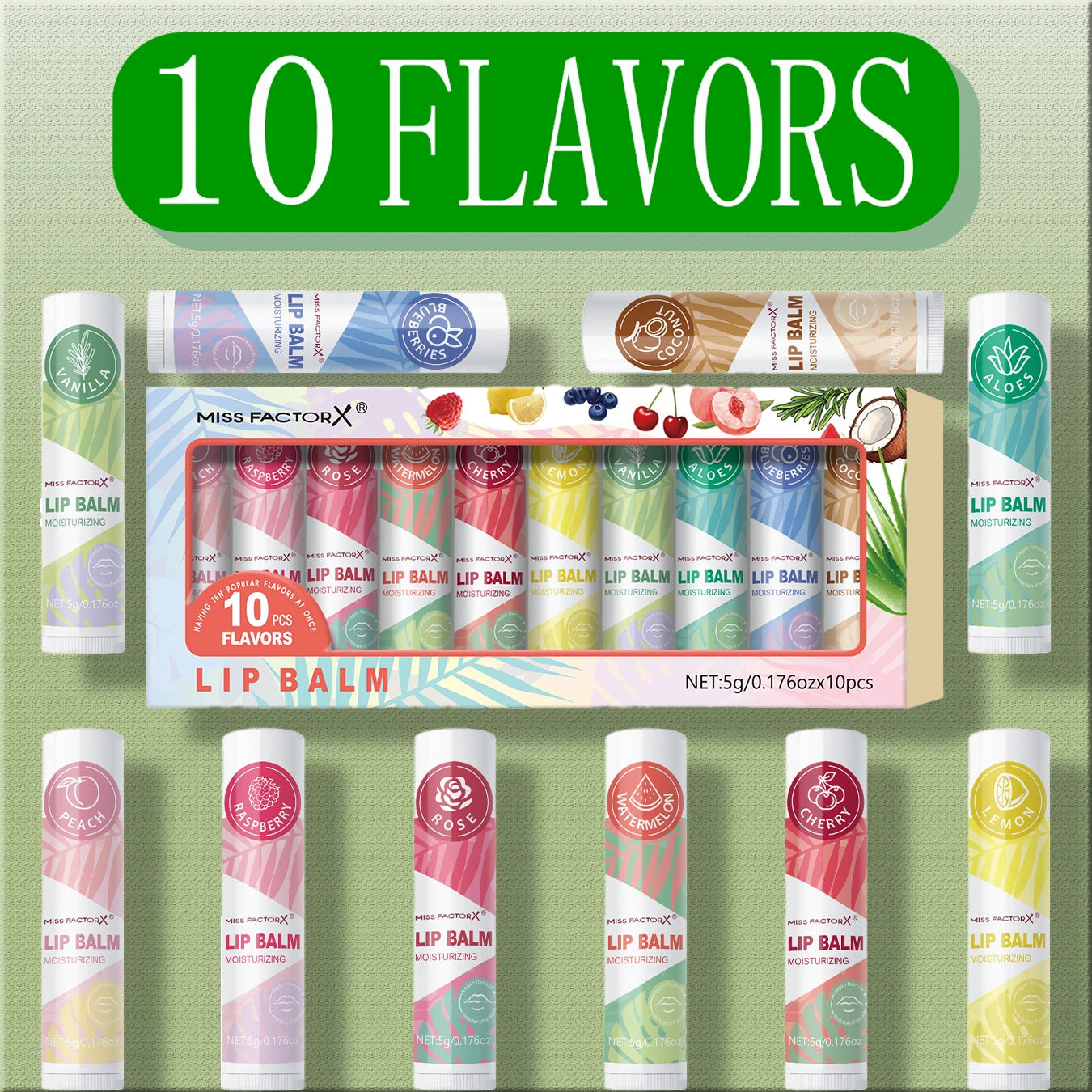 10PCS/box lipstick set, nourishes dry lips, moisturizes smooth and strengthens lip color, the best choice for hypoallergenic hol Peaceful Pleasures Health and Wellness