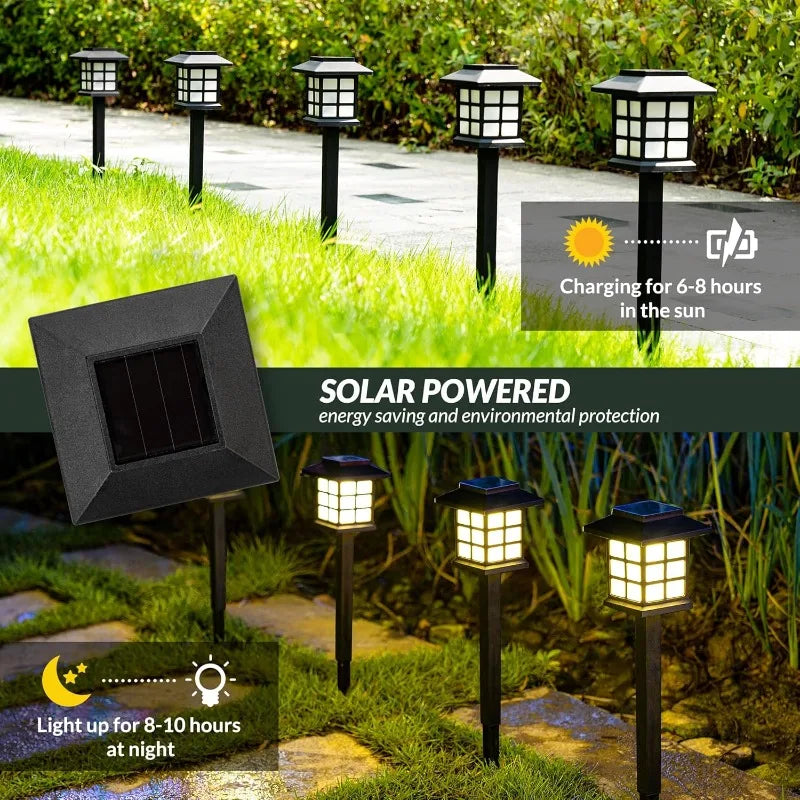 2-Pack Solar Pathway Lights IP65 Waterproof LED Garden Lamps