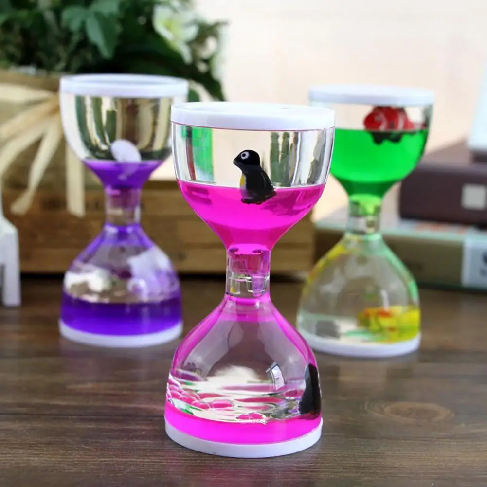 Creativity Oil Drop Hourglass Craft Ornament with Animal Large Cup Drop Funnel Dynamic Oil Leakage Toy Gift Student Shop Gifts Peaceful Pleasures Health and Wellness