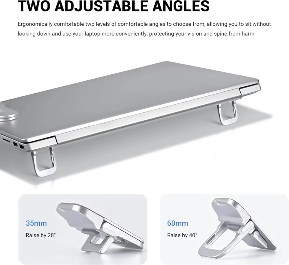 Foldable Mini Laptop Stand | 2-Angle Self-Adhesive Riser Set