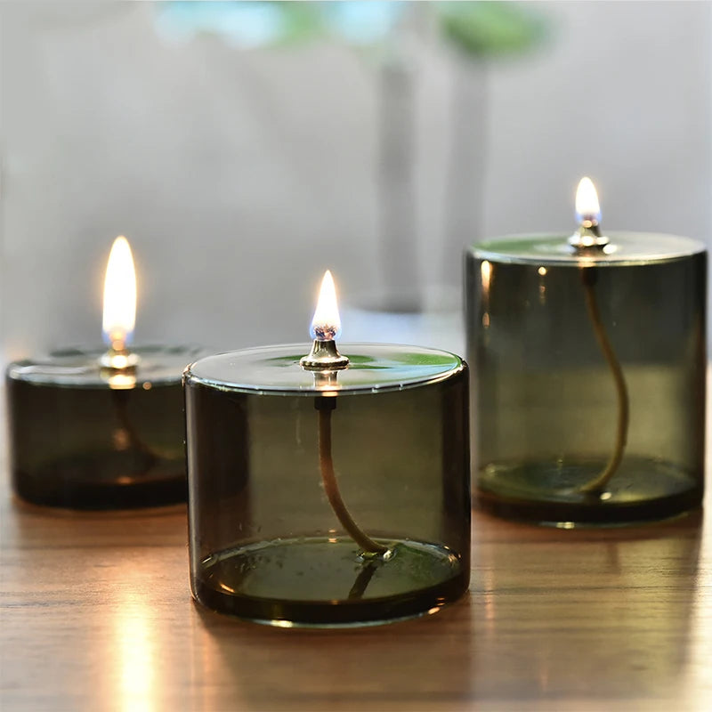 Creative Colorful Handcrafted Glass Candlestick Oil Lamp European Decorative Home Ornament Fashionable Home Decoration Practical Peaceful Pleasures Health and Wellness