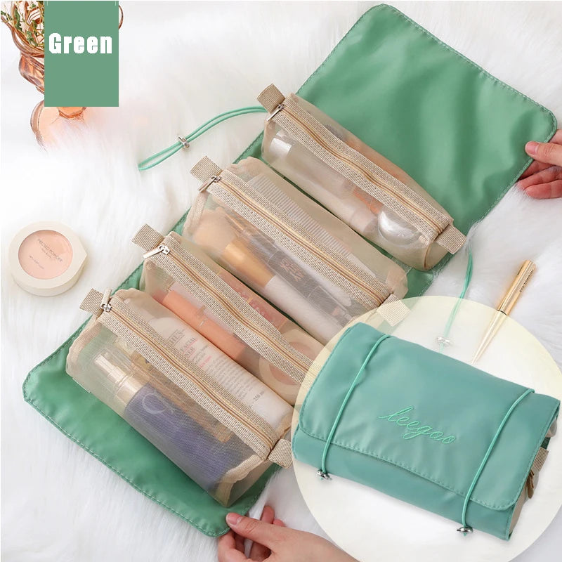 4-in-1 Foldable Hanging Cosmetic Bag | Travel Toiletry Organizer