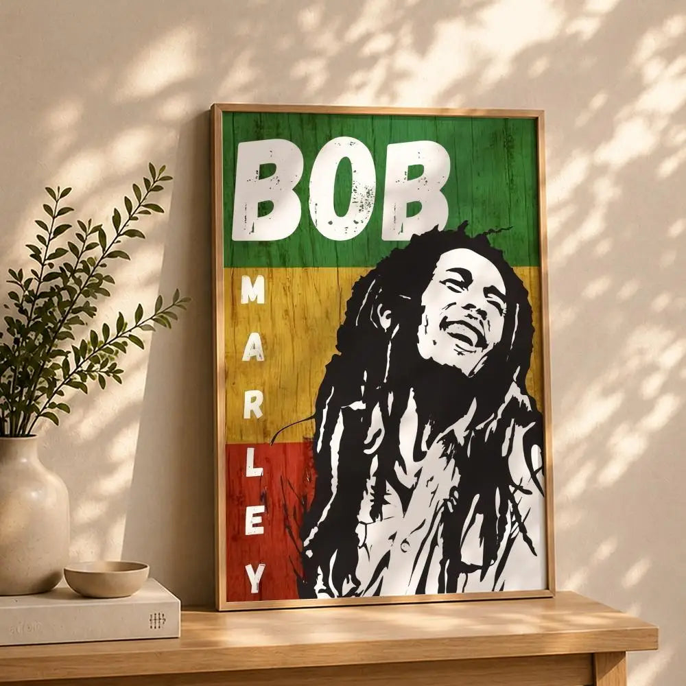 Bob Marley HD Self-Adhesive Waterproof Wall Poster | Home & Dorm Wall Art Poster Peaceful Pleasures Health and Wellness White13 15X20cmNoframe