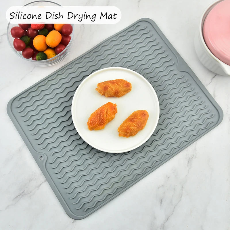 Silicone Dish Drying Mat Protector Sink Mat Table Kitchen Home Anti Slip Drying Dishes Drain Mat Heat Resistant Kitchen Sink Mat Peaceful Pleasures Health and Wellness