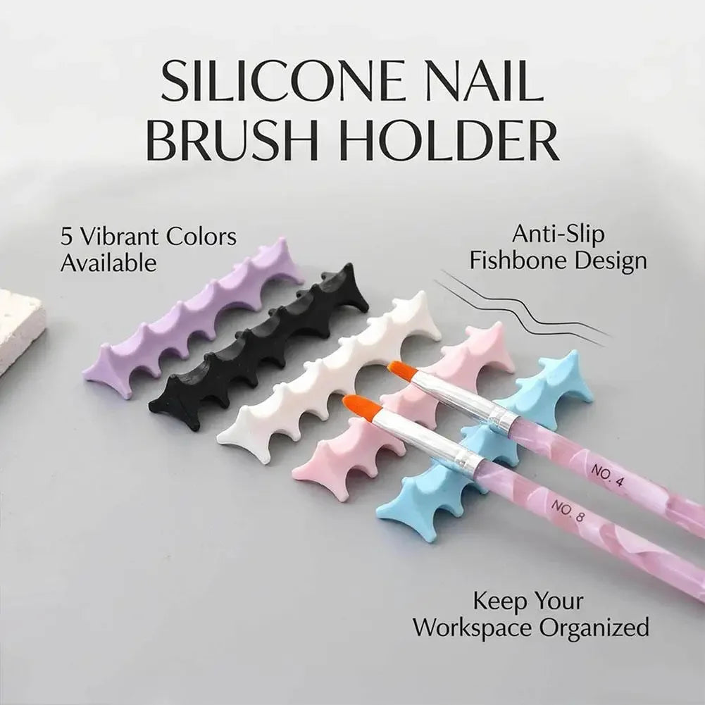 Soft Silicone Nail Pen Holder Brush Rack Shelf UV Gel Brush Display Stand Makeup Painting Pen Rest Organizer Nail Art Manicure Peaceful Pleasures Health and Wellness