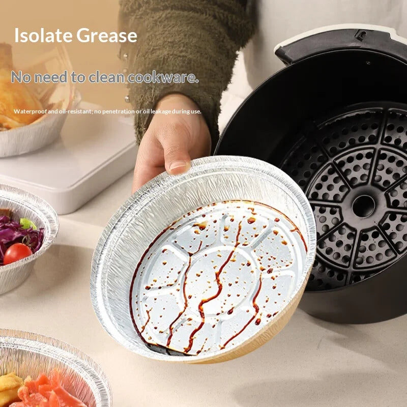 Hot 10Pcs Air Fryer Disposable Paper Microwave Tin Steamer Mats Aluminum Foil BBQ Food Tray Container Non-stick Baking Tools Peaceful Pleasures Health and Wellness