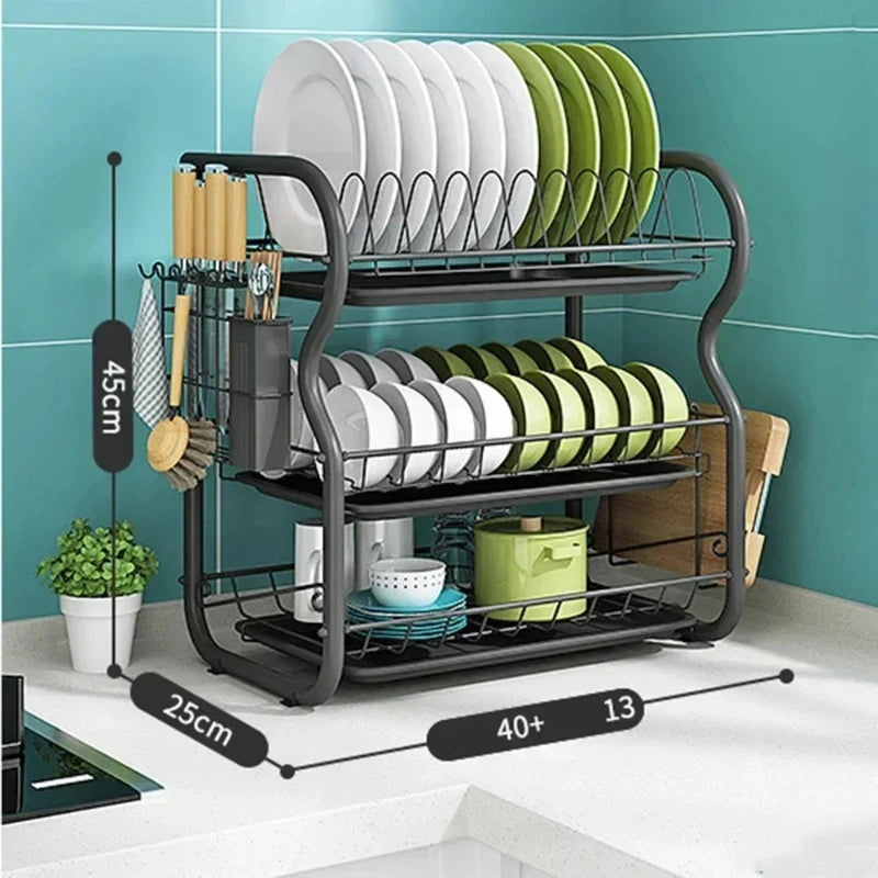 Luxury Kitchen Supplies Storage Rack Drain Rack Dish Plate Holder Household Large Tableware Storage Shelf Organizer Plate Rack Peaceful Pleasures Health and Wellness