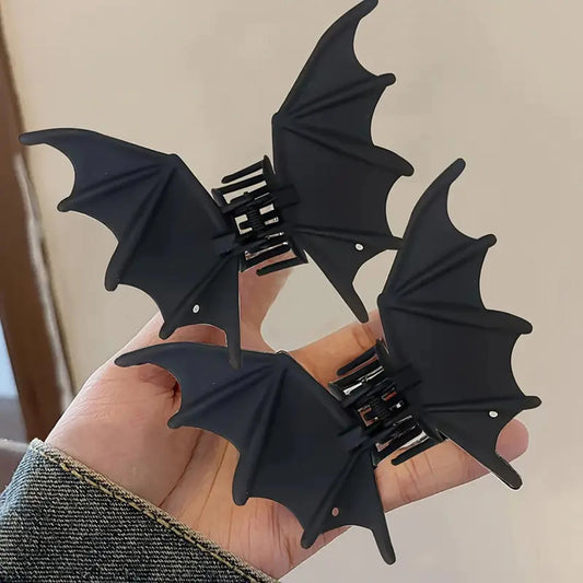 Punk Black Bat Shaped Hair Claw Clip Novelty Animal Hair Shark Clip for Halloween Party Cosplay Headwear Hair Styling Tool Peaceful Pleasures Health and Wellness