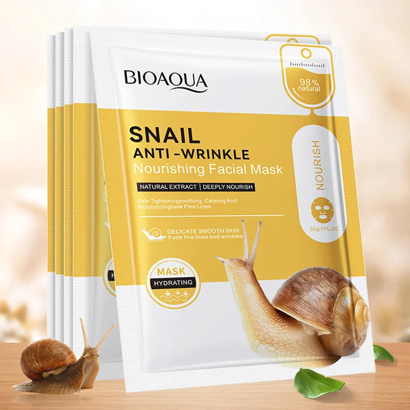 BIOAQUA Snail Hyaluronic Acid Face Mask 20pcs | Hydrating & Firming
