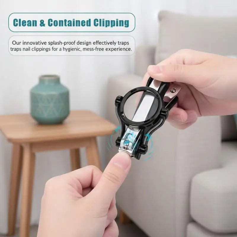 Nail Clipper With Magnifying Glass The Elderly Practical Stainless Steel Nail Clipper Anti-splash Beauty Big Clipper Tool Gifts Peaceful Pleasures Health and Wellness