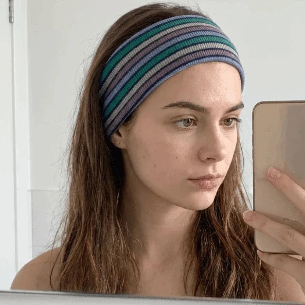 Wide Elastic Striped Headband | Non-Slip Yoga & Sports Hairband Sports Headband Peaceful Pleasures Health and Wellness