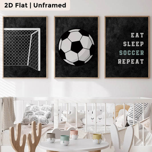 3-Piece Soccer Ball Canvas Wall Art | Kids Room Decor Print Canvas Wall Art Set Peaceful Pleasures Health and Wellness CH215-3pcs 60x80cm Unframed