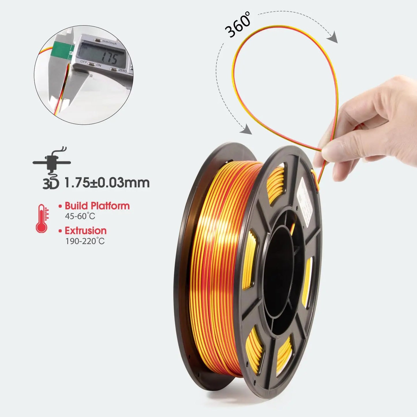 3D Maliang Dual Color Silk PLA Filament 1.75mm – 4-Pack