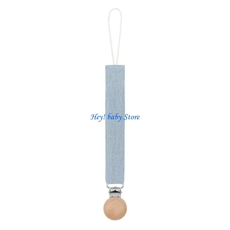 Baby Pacifier Clip Chain Holder | Cotton, Metal & Beech Wood