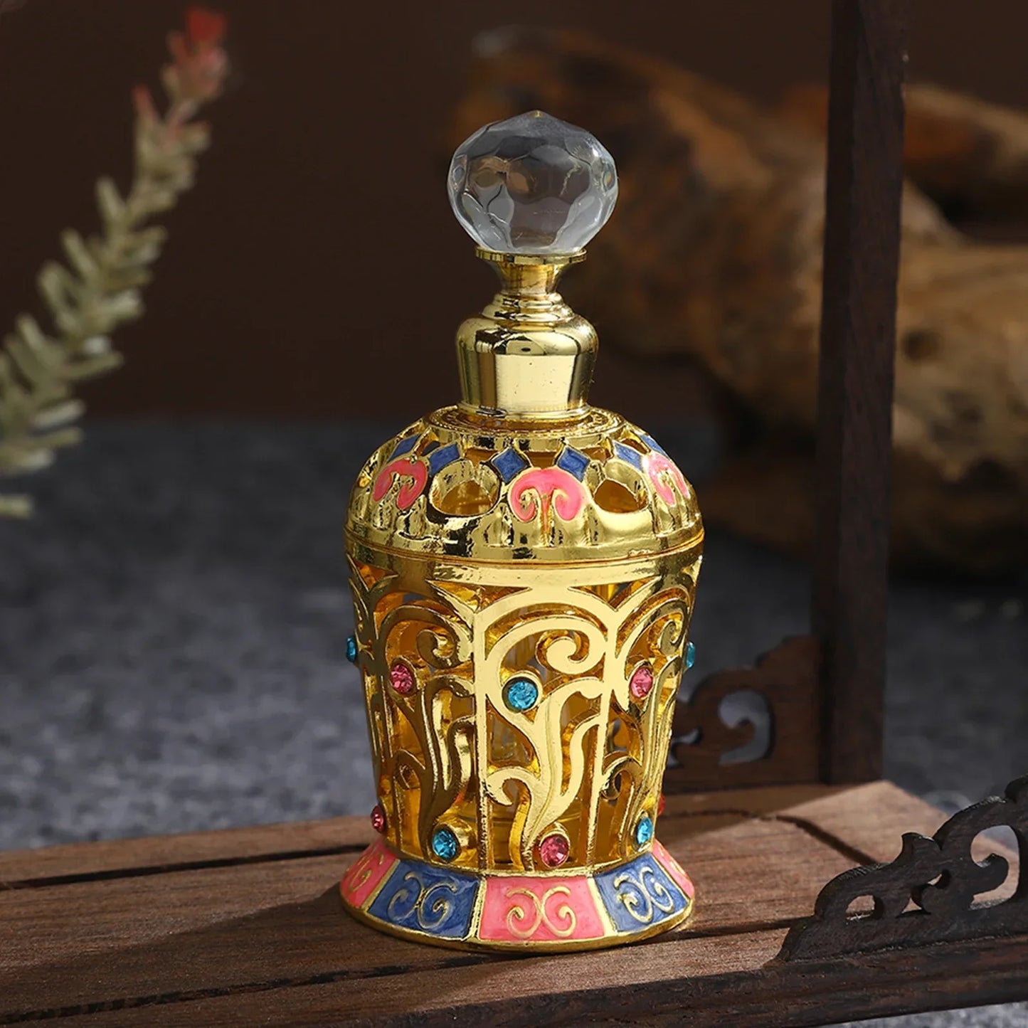 12ml Golden Enamel Crystal Glass Refillable Perfume Bottle