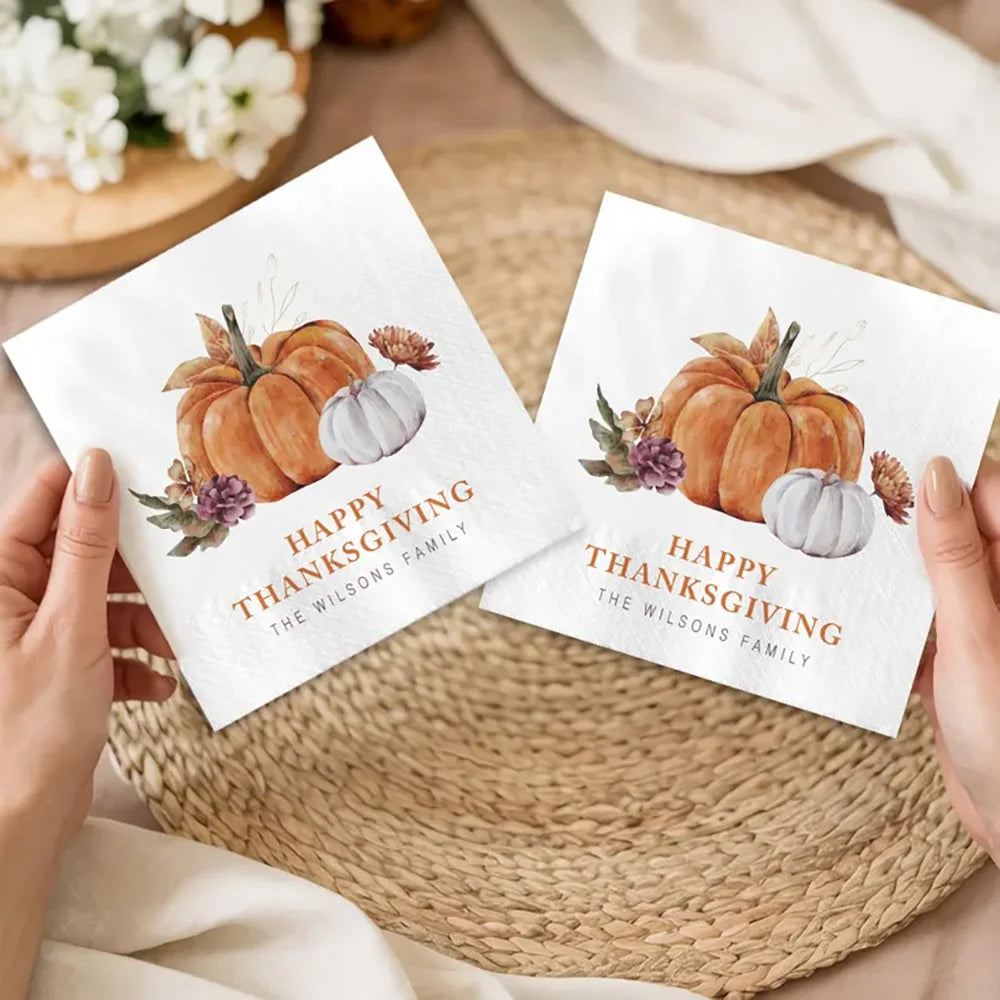 Custom Thanksgiving Napkins 40-Pack | Personalized Fall Decor