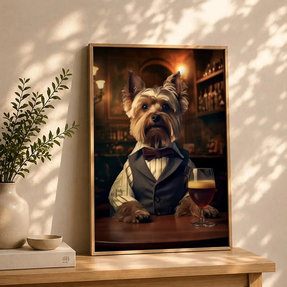Art D-Dogs Cats at the PubS Poster HD Self Adhesive Waterproof Wall Art Ideal for Home Office Dorm Bedroom Great Gift Peaceful Pleasures Health and Wellness