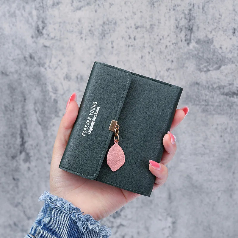 Korean Tri-Fold Ladies Wallet | PU Coin Purse & Money Clip