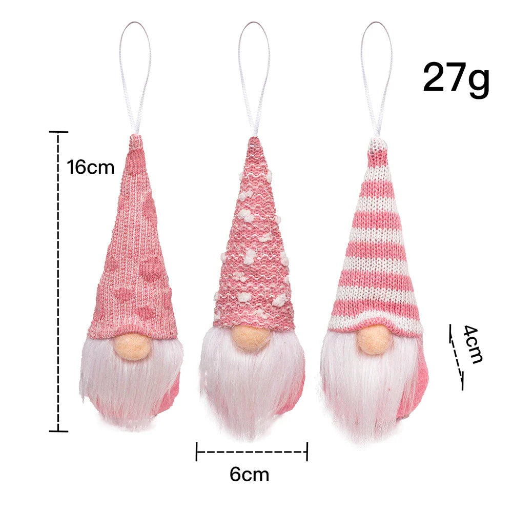 Christmas Faceless Gnome Ornaments – Soft Felt Pendants, Set of 3