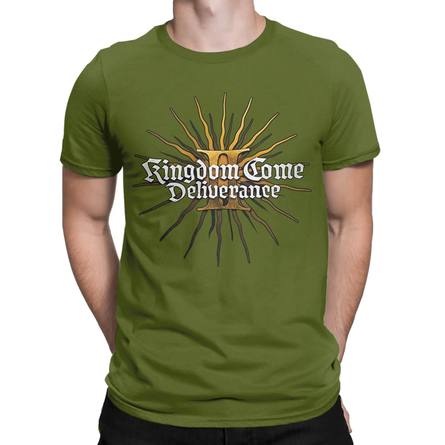Men's Kingdoms T Shirt Come Deliverances Pure Cotton Clothes Leisure Short Sleeve Crewneck Tees Plus Size T-Shirt Peaceful Pleasures Health and Wellness army green XXXL