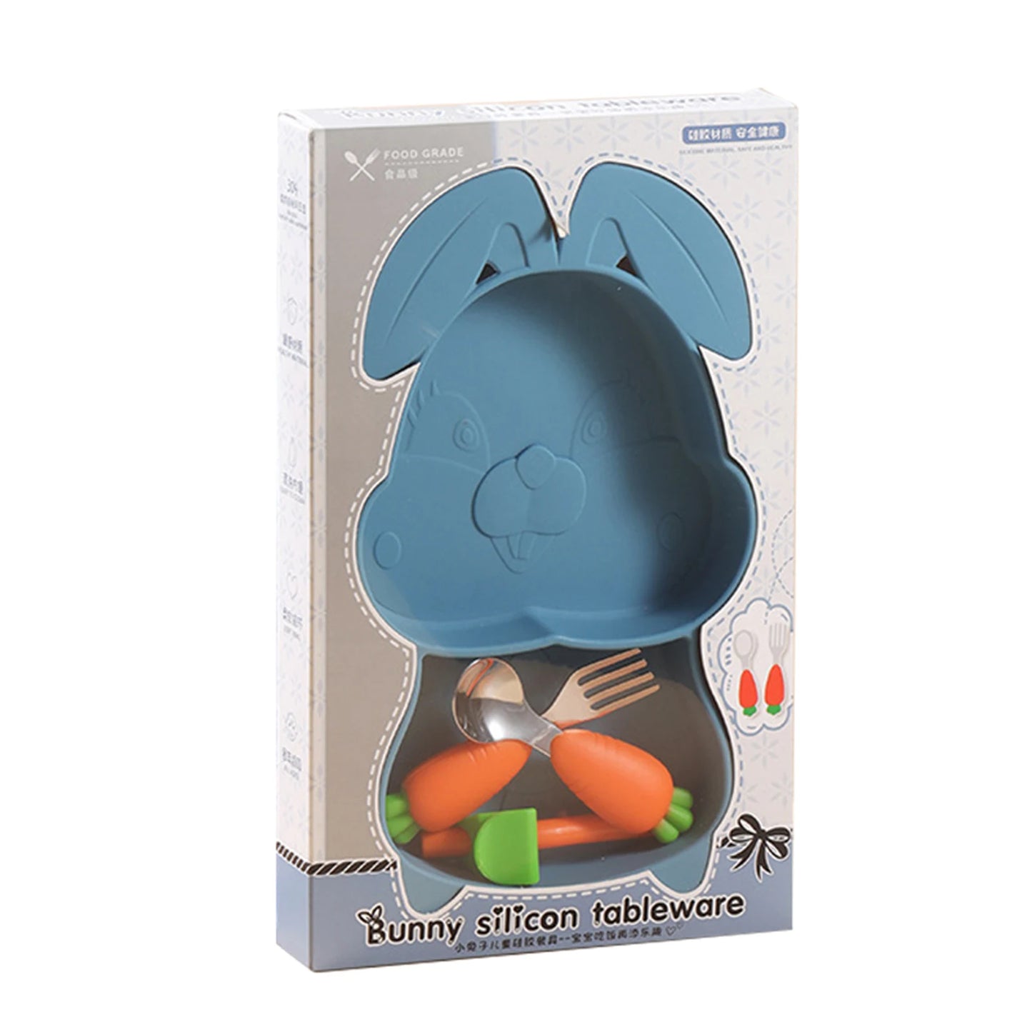 Vegetable Fruit Cartoon Baby Cutlery Kits Safety Comfort Baby Weaning Feeding Training Tableware Tool For Babies Children Peaceful Pleasures Health and Wellness Rabbit