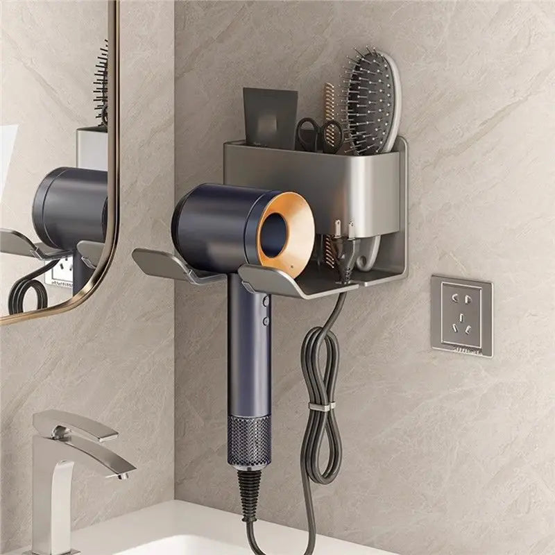 Y51A-No-Drill Hair Dryer Holder, Wall-Mounted Bathroom Organizer For Electric Blow Dryers- Easy Installation Included Peaceful Pleasures Health and Wellness
