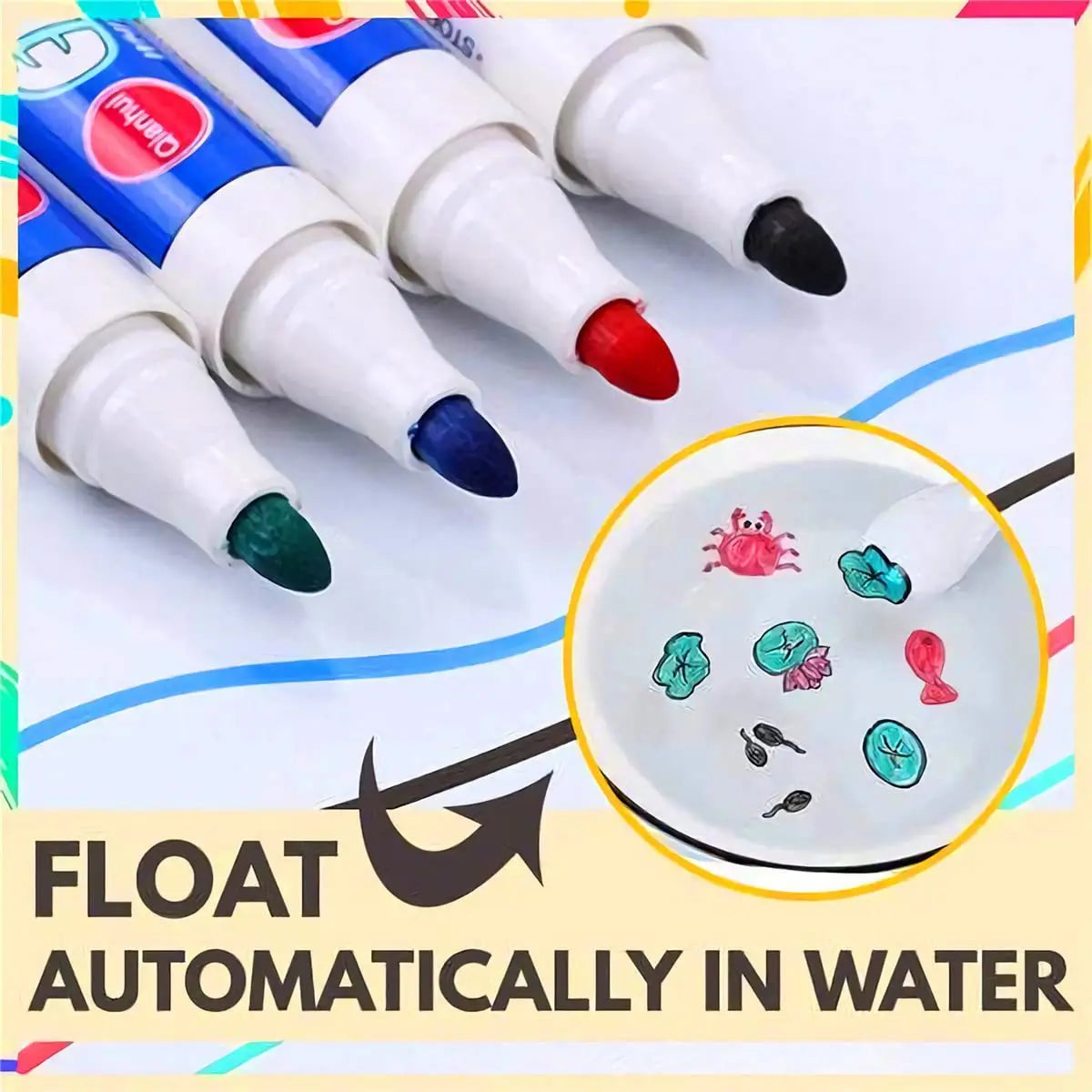 12 Colors Doodle Water Floating Pens Magical Water Painting Whiteboard Pens Markers Erasing Pens Doodle Drawing Pens Peaceful Pleasures Health and Wellness