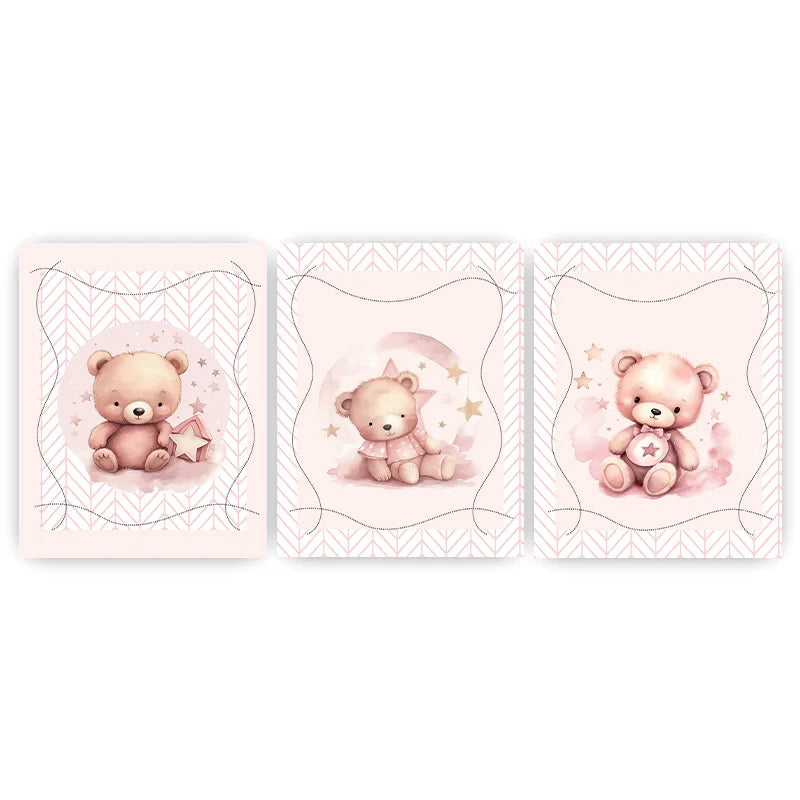 Nordic Teddy Bear Nursery Canvas Wall Art | Kids Room Decor Nursery Canvas Print Peaceful Pleasures Health and Wellness 01 30x40cm No Frame China Mainland