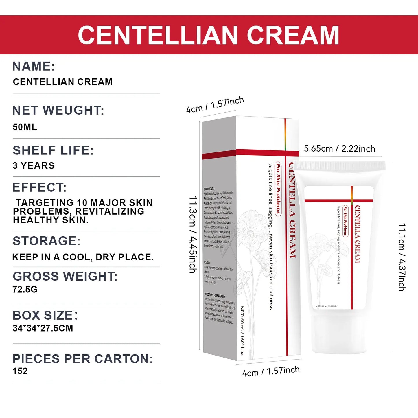 Madeca Cream Time Reverse 50ml Centella Asiatica Glow Face Cream Moisturizer, Hydrating, Firming, Smoother Even-Looking Skin Peaceful Pleasures Health and Wellness