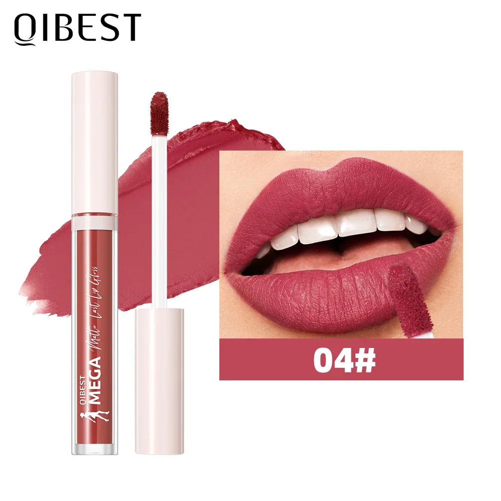 QIBEST 24 Colors Nude Matte Lip Gloss Waterproof Long-lasting Liquid Lipstick Purple Lip Stain Tint Makeup Lip Glaze Cosmetics Peaceful Pleasures Health and Wellness 04