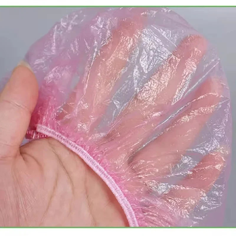 Disposable Shower Caps 100-Pack – Waterproof Elastic Hair Cover