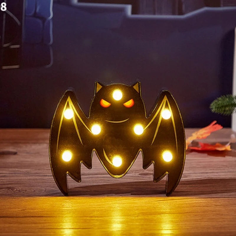 Halloween Pumpkin Ghost Bat Spider LED Night Light Horror Bar Home