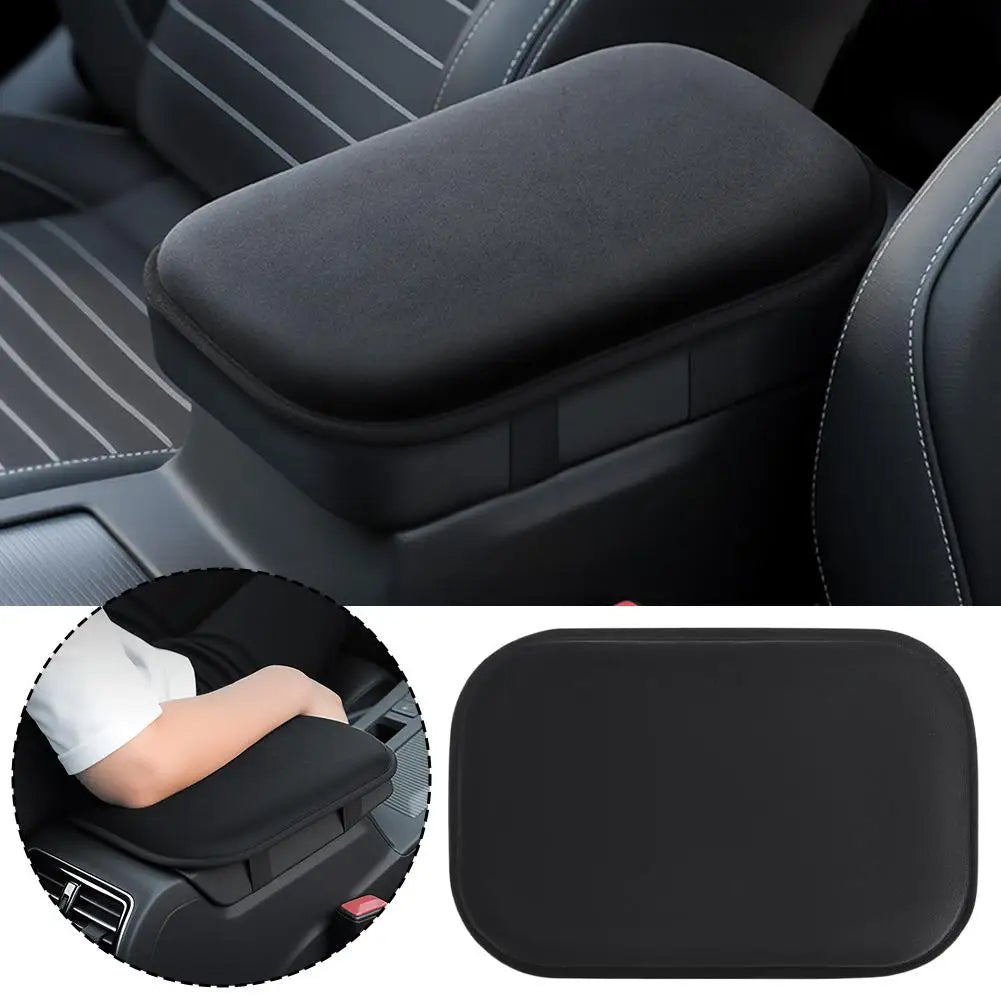 Black Car Armrest Cushion Pad – Plush Console Cover