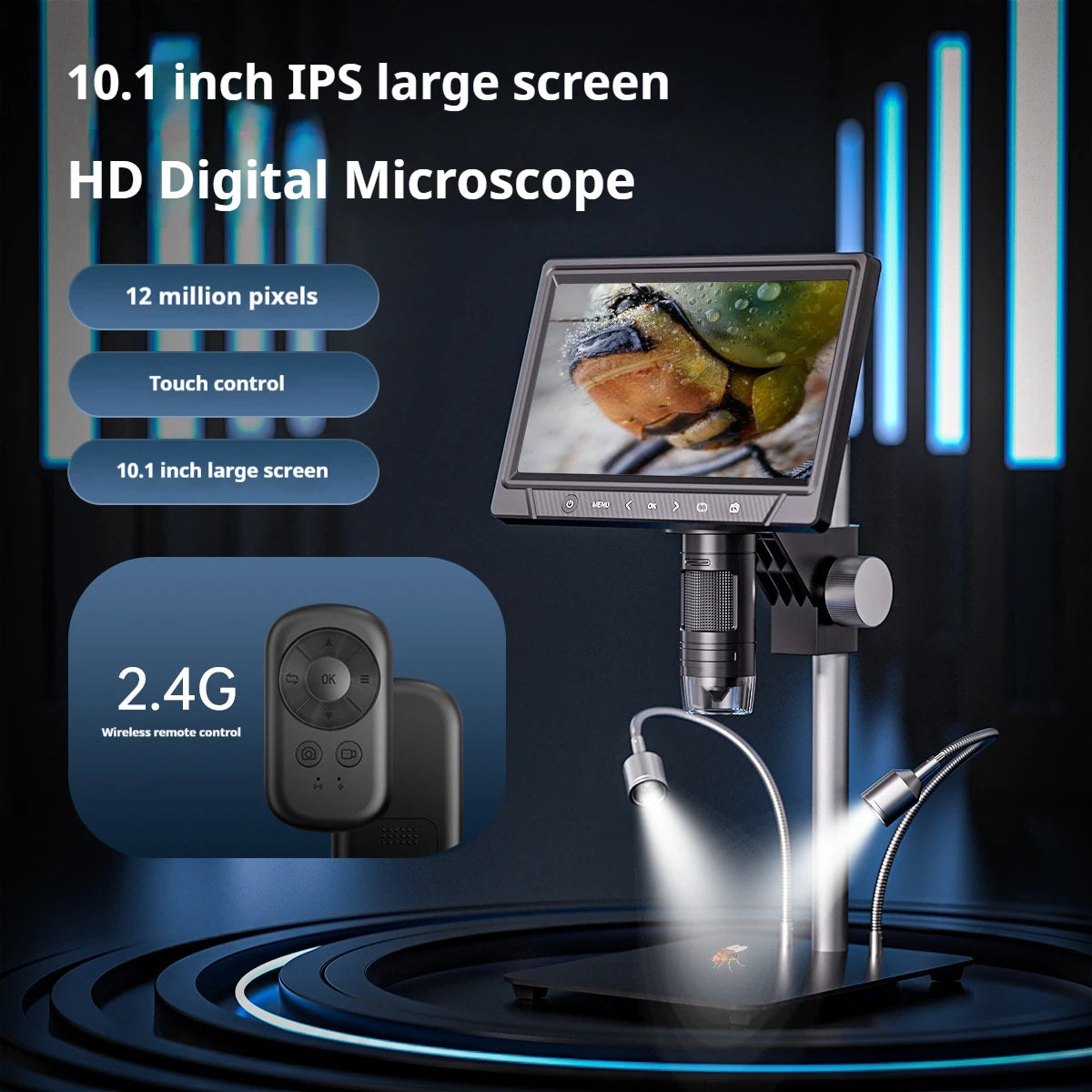 Touchscreen 12 Megapixel Digital Microscope 7/10.1 Inch Screen Maintenance Microscope Electron Microscope Peaceful Pleasures Health and Wellness