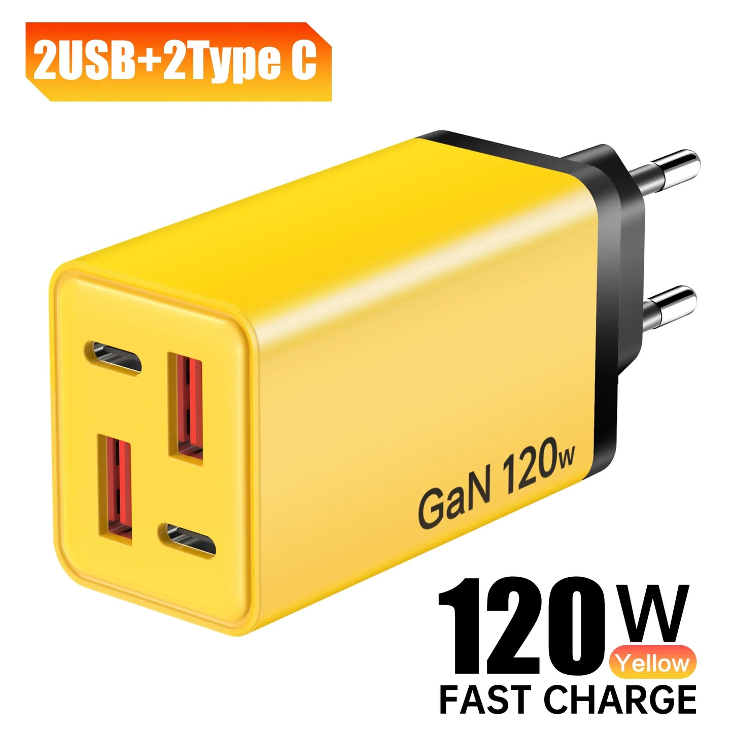 120W GaN USB-C Wall Charger | PD QC3.0 Multi-Port Fast Charging