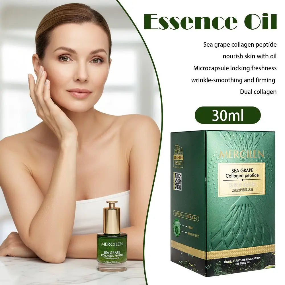 Sea Grape Collagen Peptide Double Essence Oil Facial Care Tightening Moisturizing Brightening Face Serum Korean skin care Peaceful Pleasures Health and Wellness
