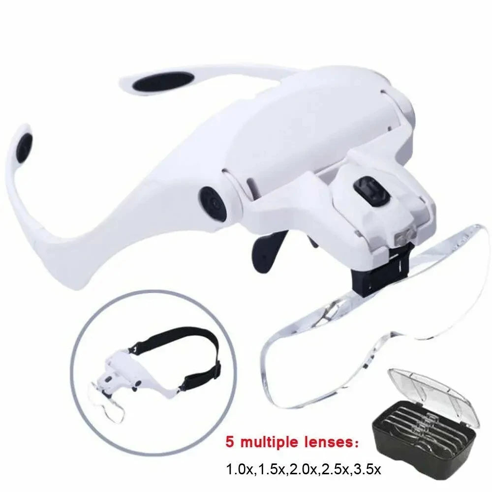 Hot Selling Magnifying Glass LED Light Head Loupe Jeweler Watch Bright Magnifier with 5 Lens Peaceful Pleasures Health and Wellness