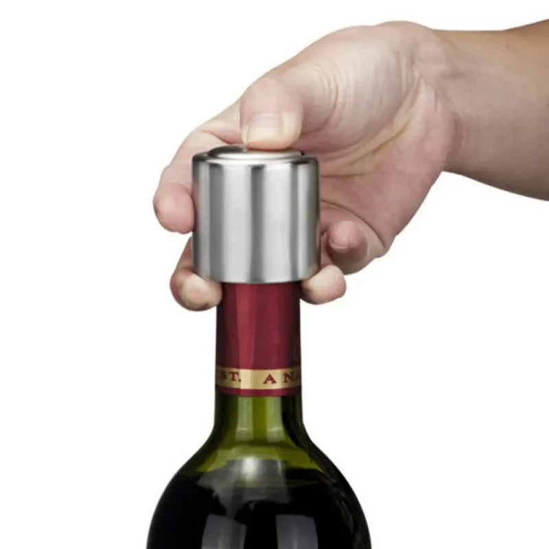 2PCS Stainless Steel Wine Bottle Stopper Vacuum Red Wine Cap Sealer Fresh Keeper Bar Tools Bottle Cover Kitchen Accessories Peaceful Pleasures Health and Wellness
