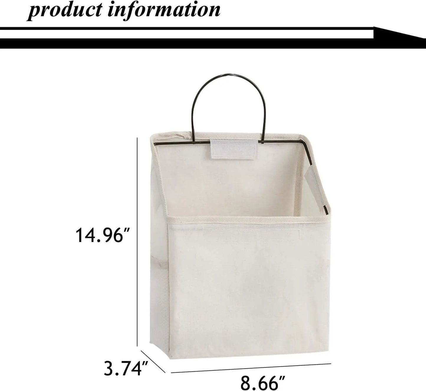 Cotton Linen Wall-Hanging Storage Basket – White, 9.6x14.9" Peaceful Pleasures Health and Wellness