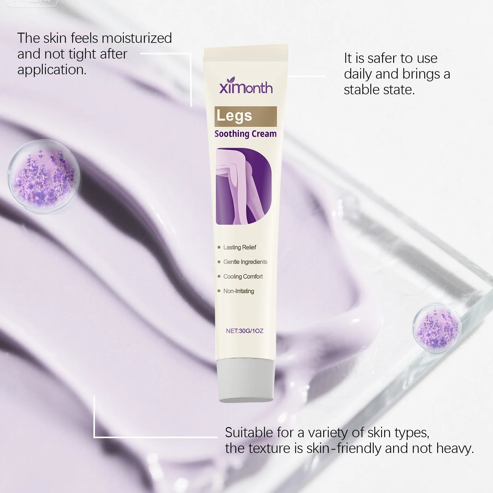 Leg Soothing Cream Relieve Muscle Pain Repair Leg Soreness Swelling Moisturizing Smoothing Refreshing Varicose Vein Relief Cream Peaceful Pleasures Health and Wellness