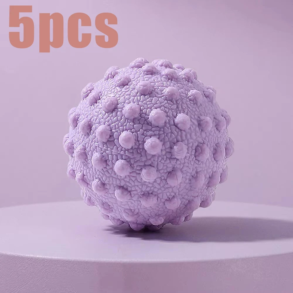 Fascia Ball Raised Point Massage Ball TPR Posture Master Yoga Ball Waist and Back Foot Massage Ball Peaceful Pleasures Health and Wellness Purple 5pcs