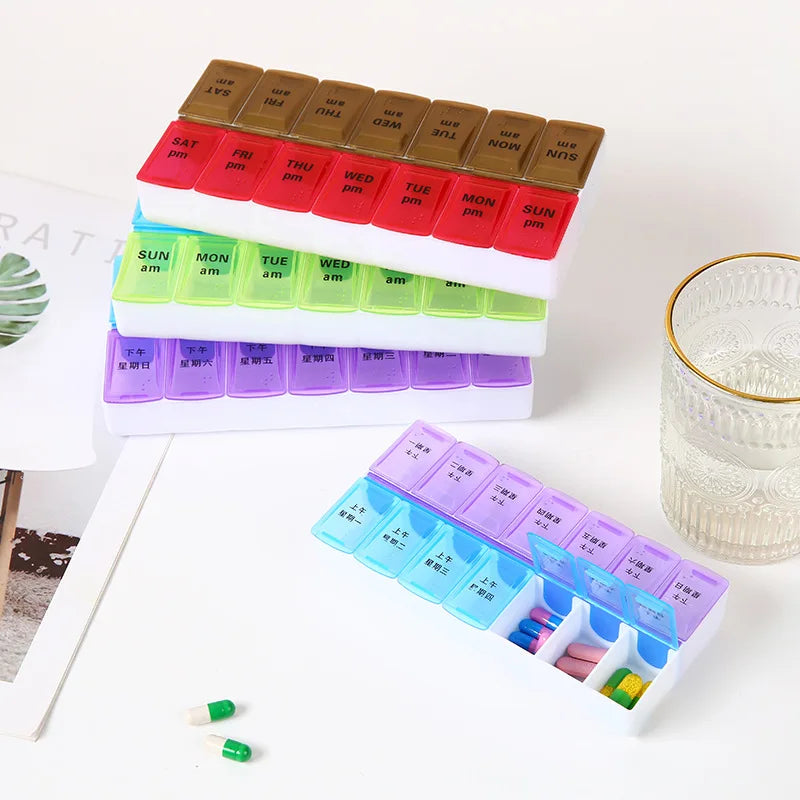 7 Days a Week Pill Organizer Morning & Night Pill Holder Travel Medicine Storage Box Splitter for Easy Medicine Management Peaceful Pleasures Health and Wellness
